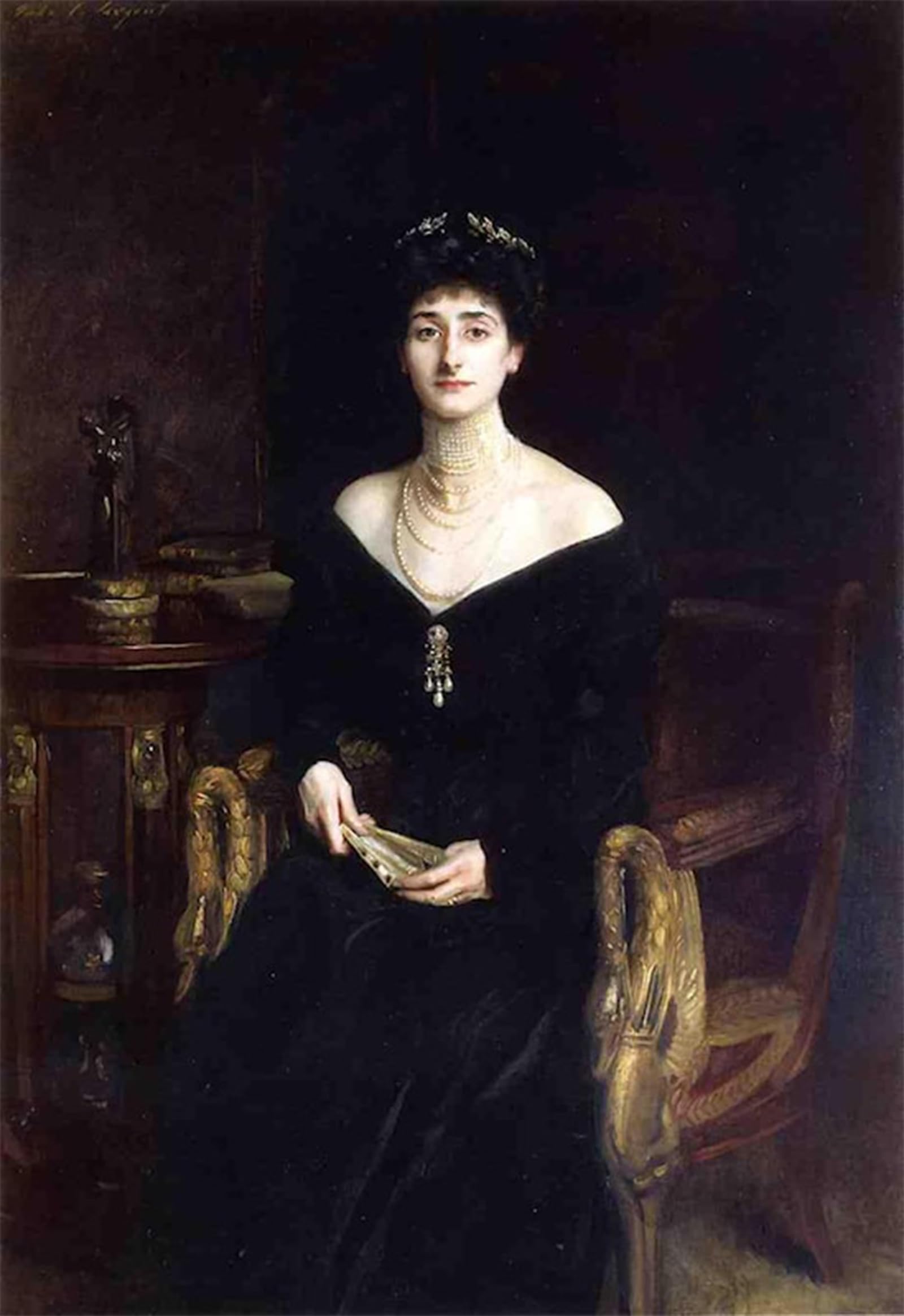 HRJUBWREE Oil Painting Prints on Canvas Painting Picture Portrait of Mrs. Ernest G. Raphael née Florence Cecilia Sassoon John Sargent Artwork Canvas Prints for Office Decor 60x90cm