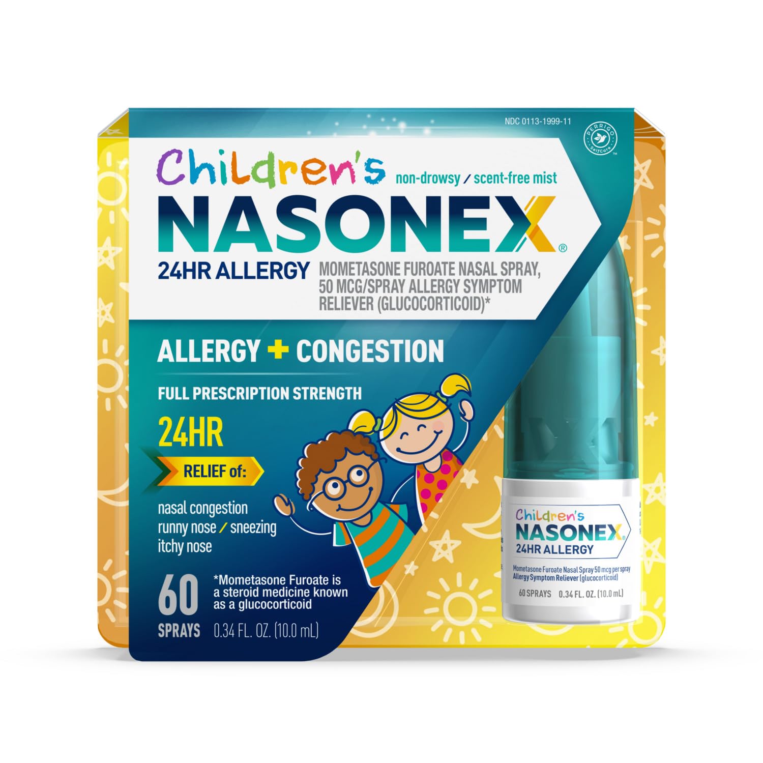 Nasonex Children's 24HR Allergy Nasal Spray, Non-Drowsy, Scent-Free Mist, Allergy Symptoms + Nasal Congestion, Full Prescription Strength, 60 Sprays