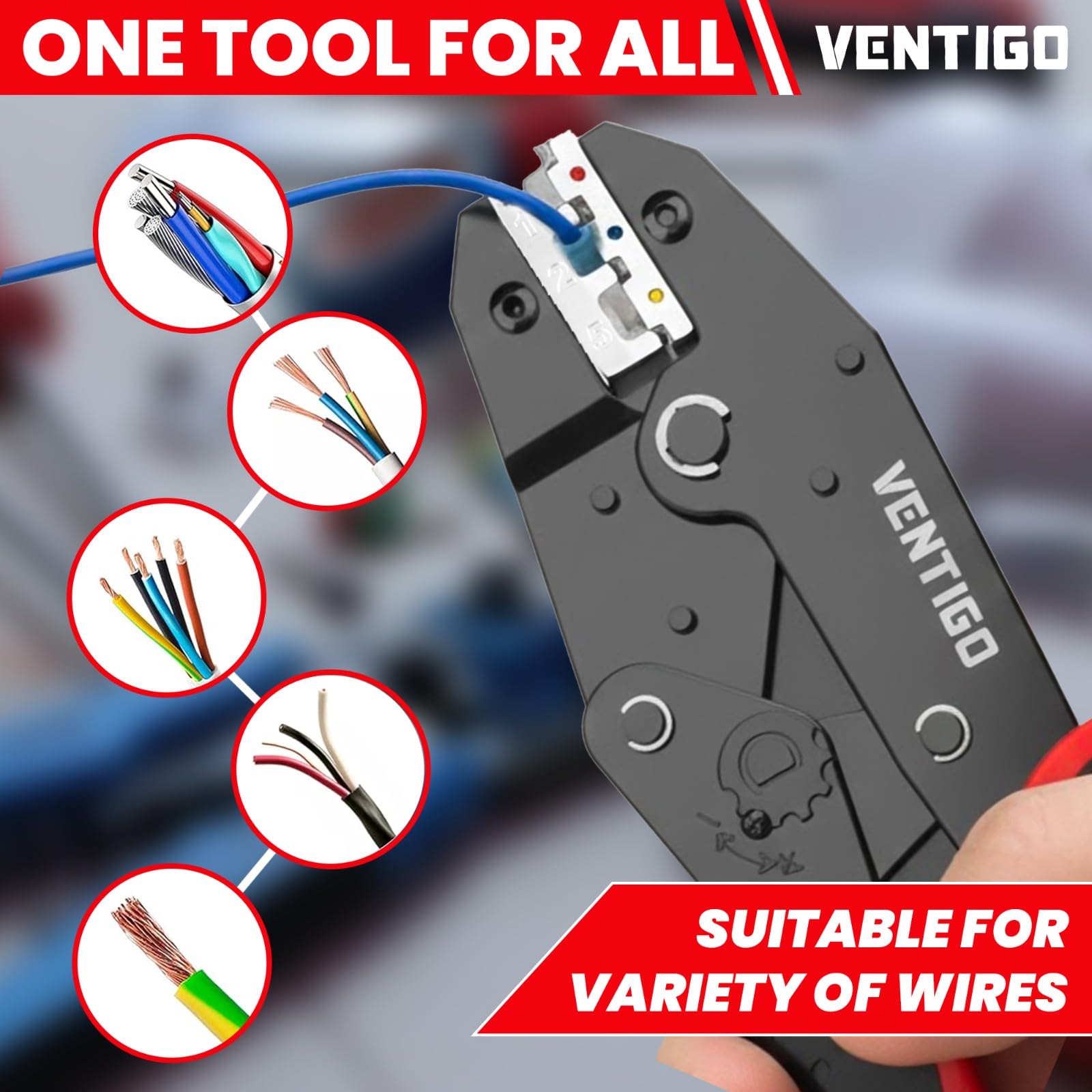 Pinza crimpatrice autoregolante per cavi da 10 a 24 AWG, pinza spelafili automatica resistente e strumento di crimpatura per elettricisti