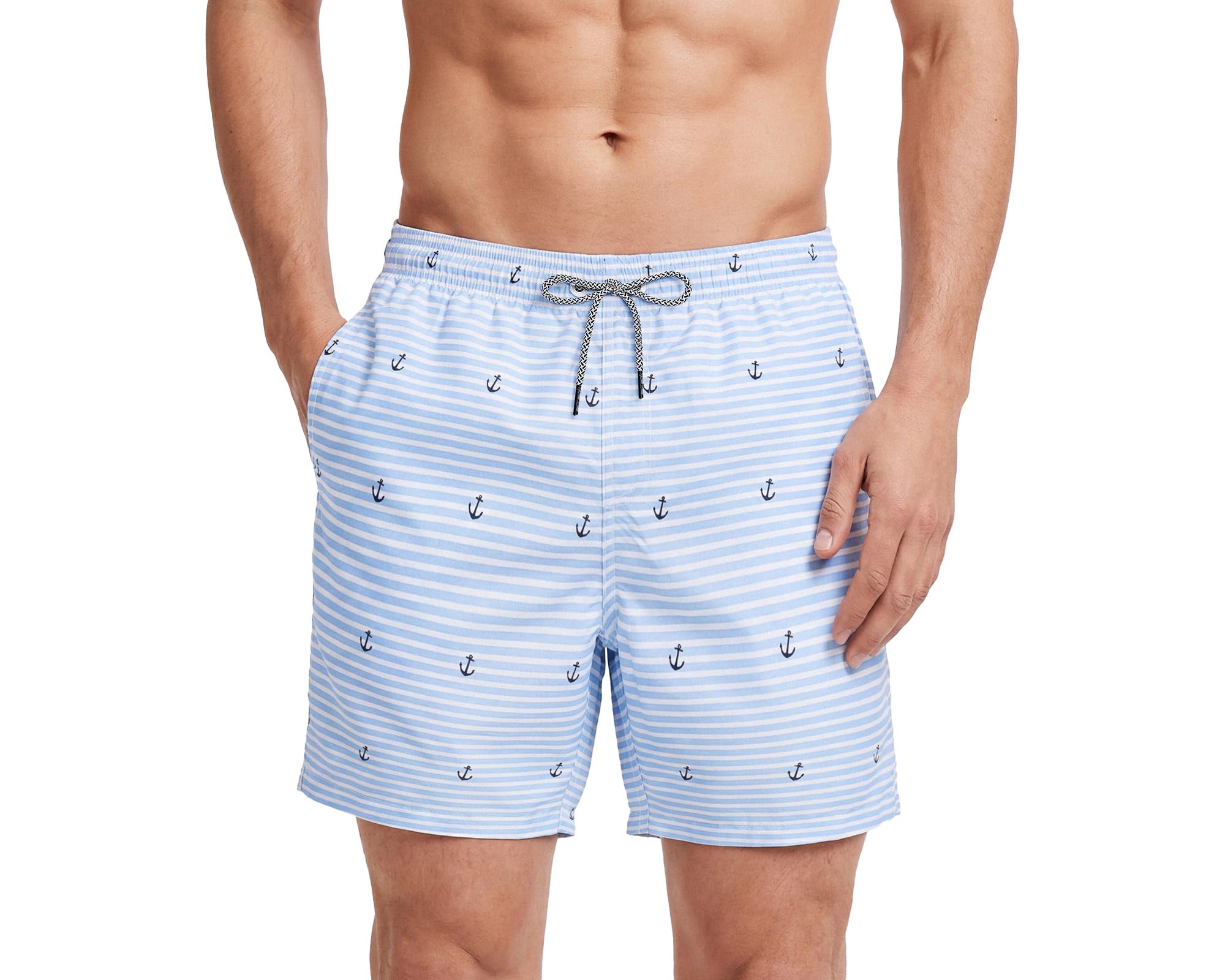 MaaMgic Badehose Herren Badeshorts Männer 18cm Innenlänge Badehosen Für Herren Schnelltrocknend Boardshorts Surfen Strandhose Mit Mesh-Futter