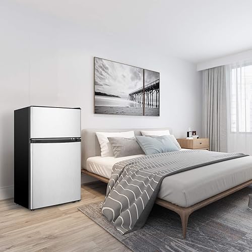 Miniatura 6 de HAILANG Mini refrigerador con congelador, refrigerador compacto de 3.2 pies cúbicos, mini refrigerador con 2 puertas para dormitorio, oficina,