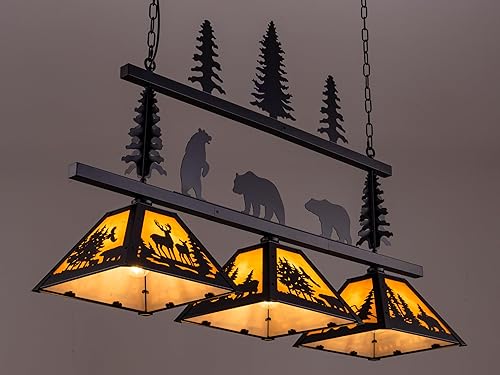 Miniatura 4 de TOCHIC Luz rústica para mesa de billar para sala de juegos, cueva de hombre, club, bar, comedor, isla de cocina