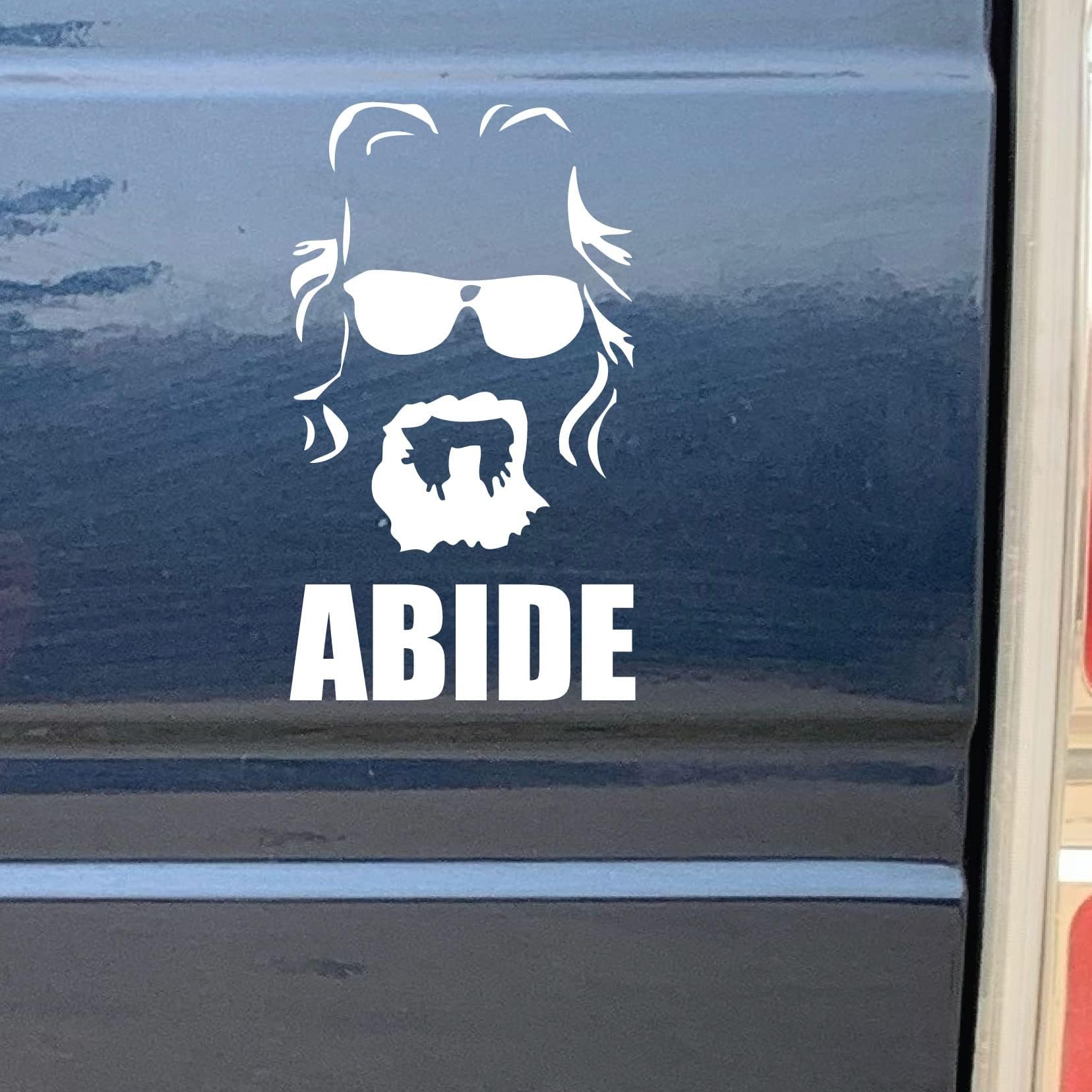 The Dude Abides Sticker - Car, Truck, Computer, Wall, Any Clean Smooth Surface - 6 Year Permanent Outdoor Vinyl Perfect for Bumper Stickers, Easy Application (White, 1)