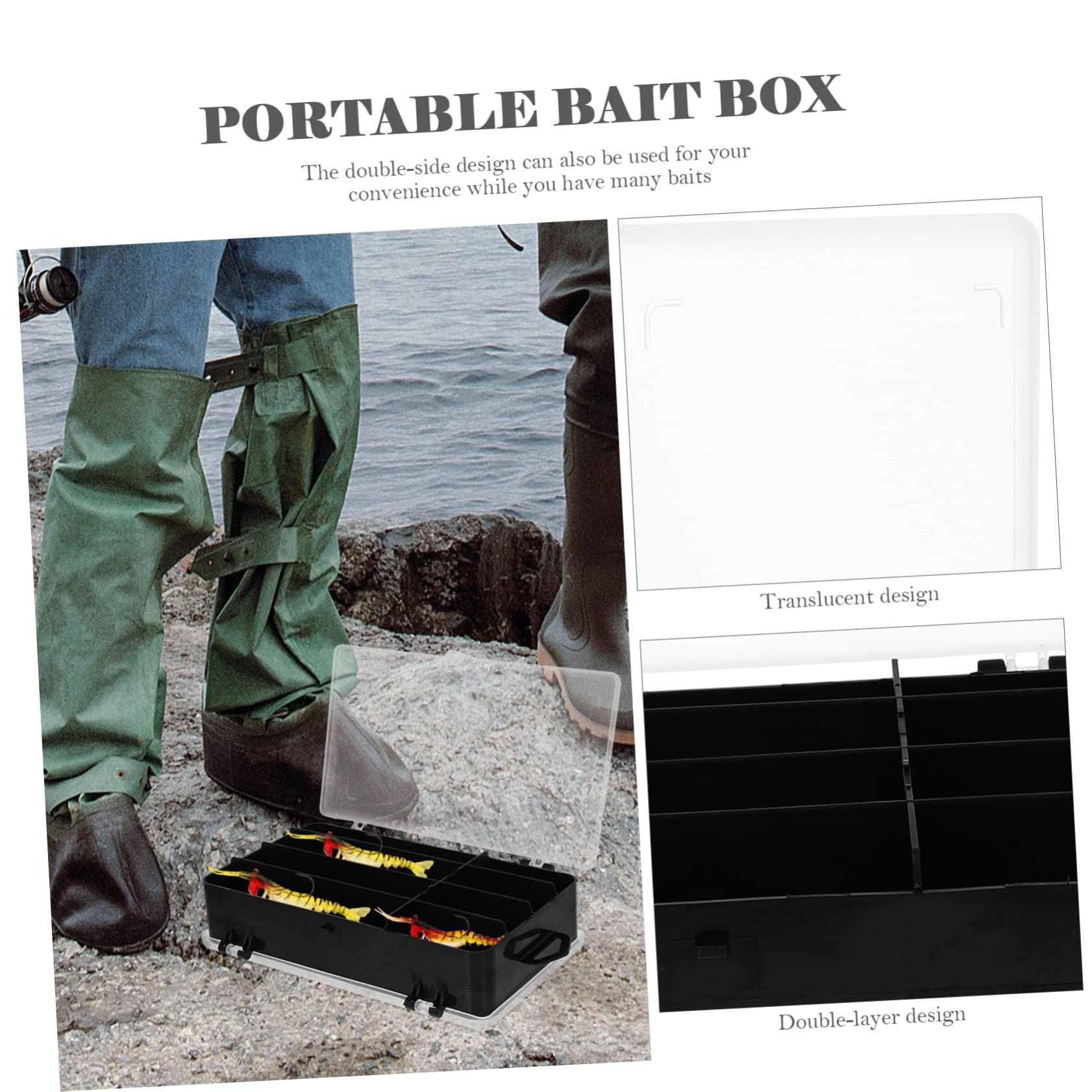 TOYANDONA Scatola Accessori per La Pesca Contenitori Container di Attrezzatura da Pesca Scatole per Esche da Pesca Custodia per Esche Contenitore per Esche da Pesca Pp Nero