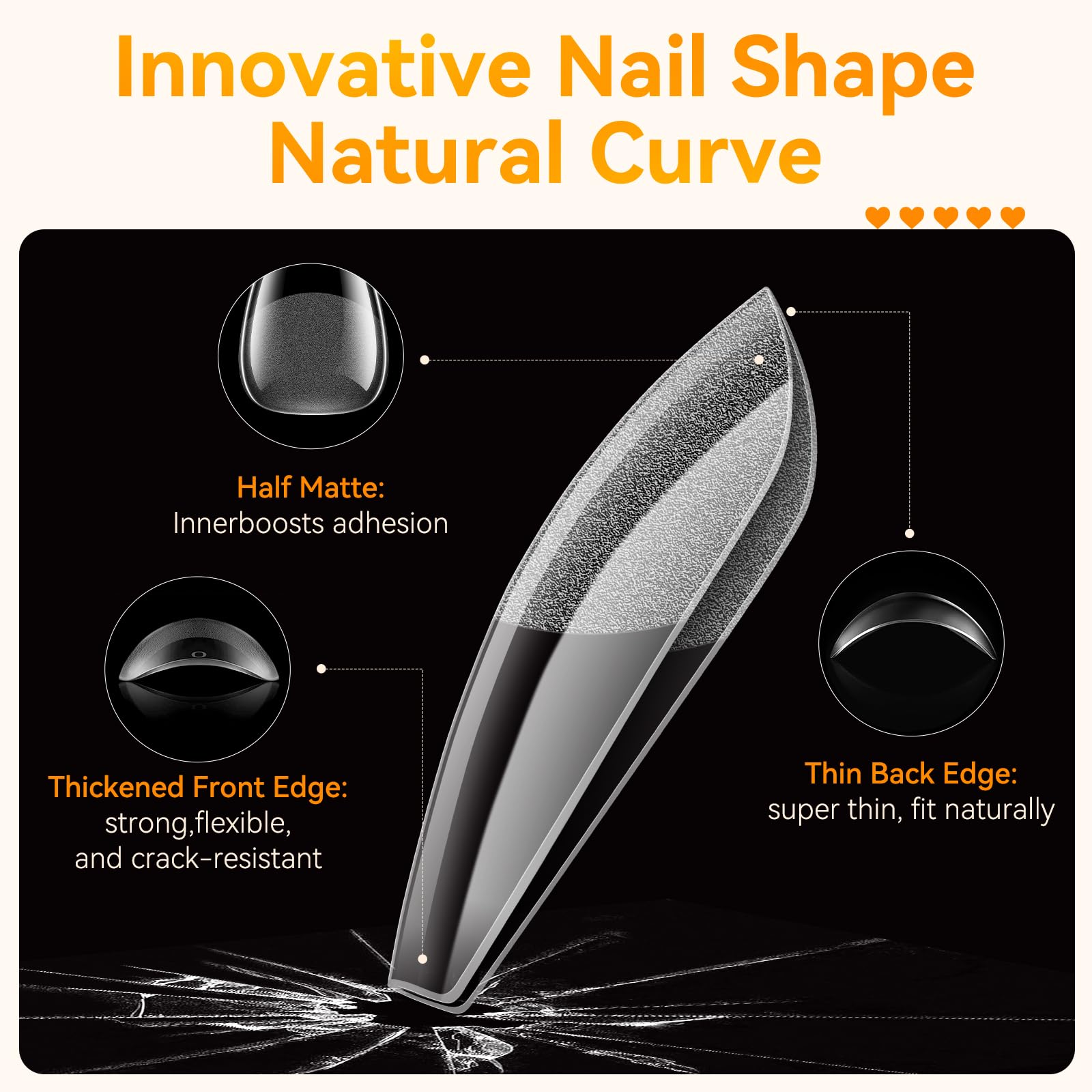 Makartt Medium Ballerina Nail Tips for Gel Extensions 510pcs Half Matte Soft Gel, Pre-Buffed, No File Needed - Image 2
