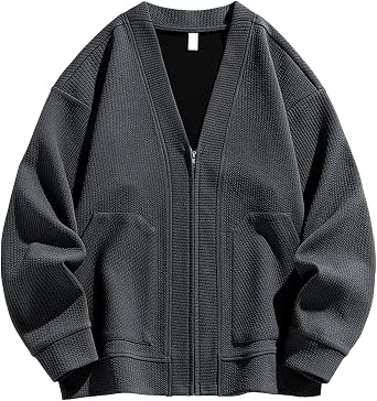 Mens Vintage Korean Style Zipper Cardigan Sweater Oversize Knitwear Casual Business Loose Fit Jacket