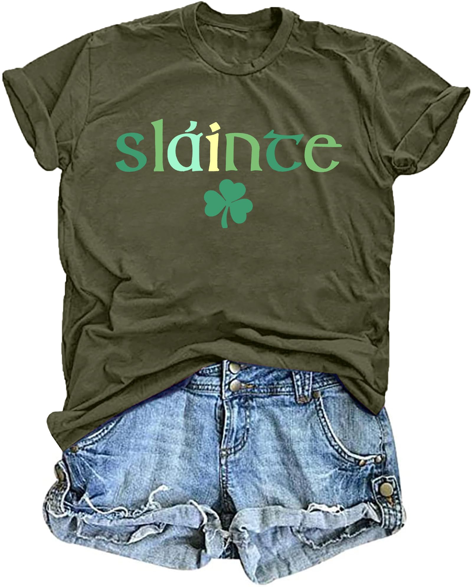 LAZYCHILD St Patricks Day Shirt Women: Lucky Shamrock Tshirt Saint Patricks Day Green Clover Short Sleeve Tops