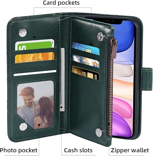 Miniatura 3 de Asuwish Funda de teléfono para iPhone 11 6.1 con protector de pantalla de vidrio templado y tarjetero de cuero con diseño de flores para tarjetas de