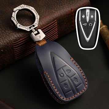 Leather Key Shell Car Key,Fob Case Smart Remote Key Cover,Zinc Alloy Protection Car KeyShellKeychaifor Changan Series