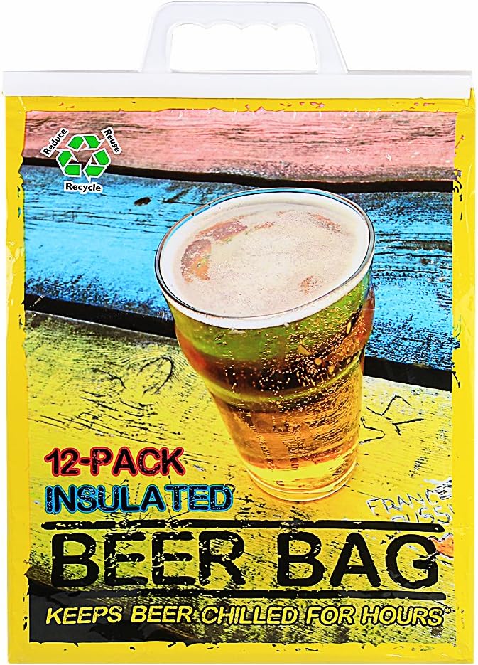 Beer 12 Pack Reusable Insulated Drink Bag, Yellow