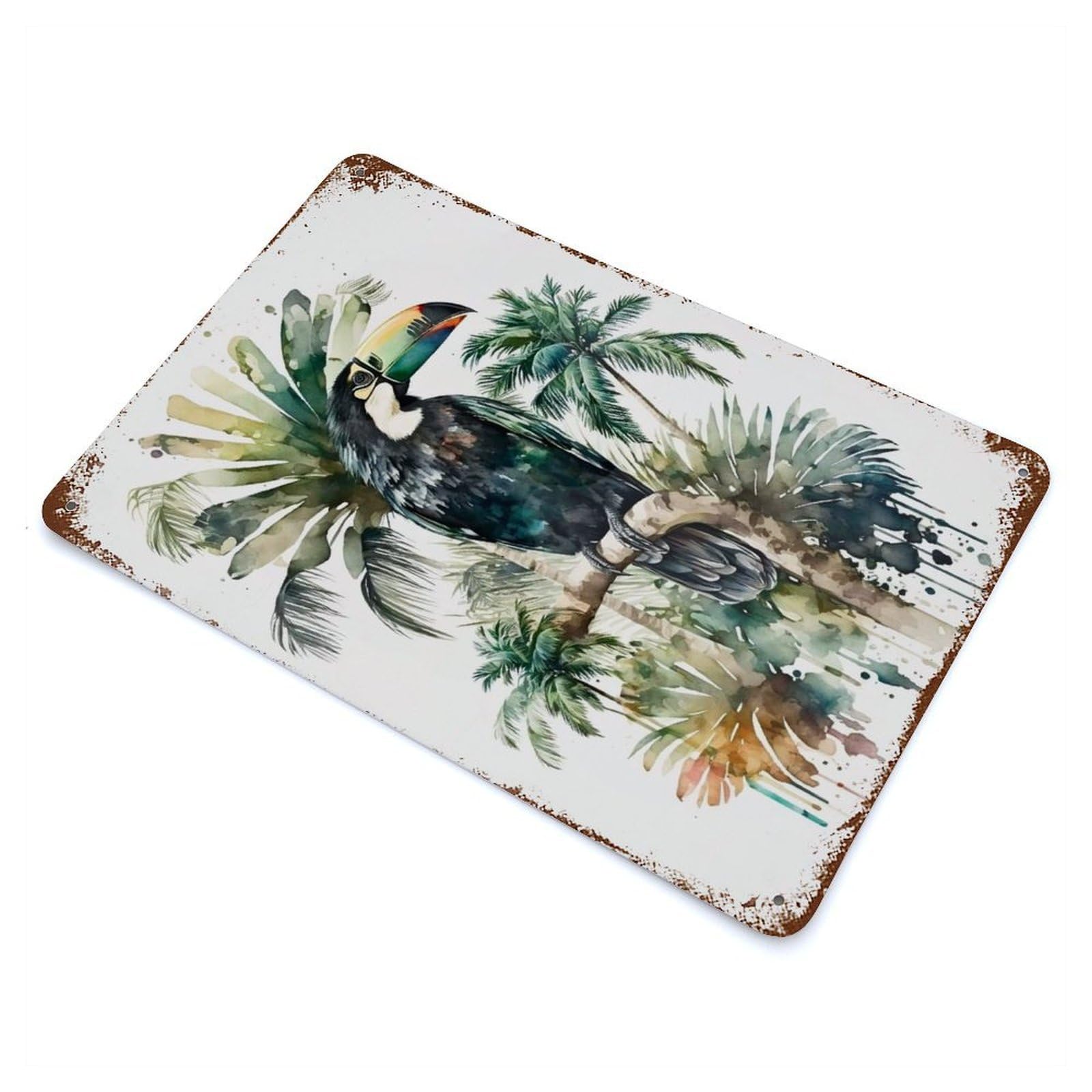 Palm Trees And Paradise Rustic Tin Plaque 11.8"x7.9", Ideal for Cafe, Home Bar And Lounge Decor