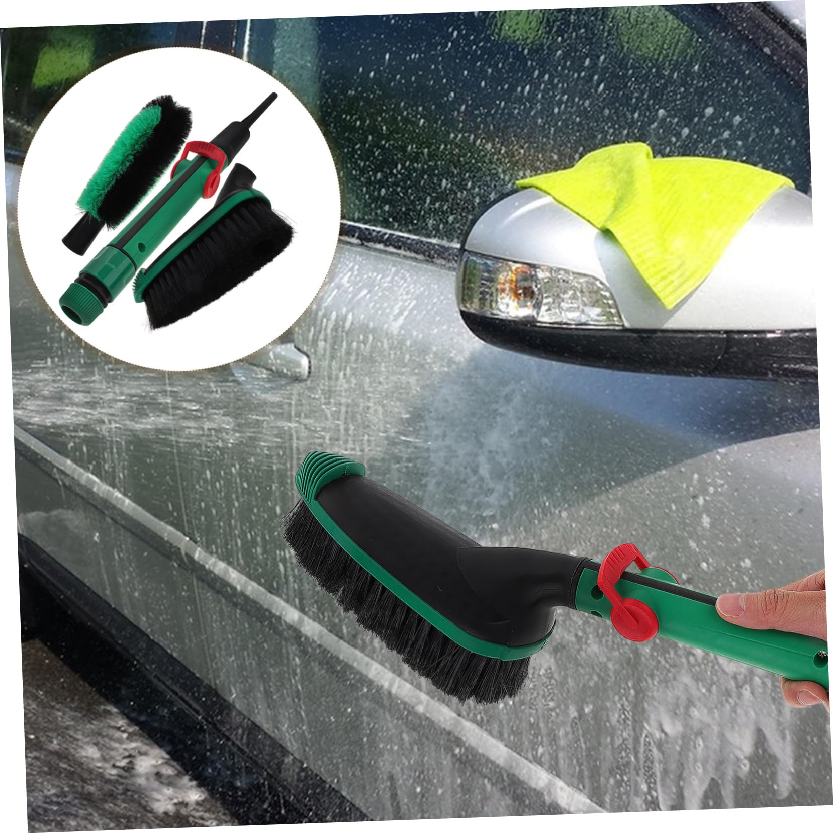 Spazzole per Pulizia Auto Strumenti Lavaggio Multi per Veicoli Spazzola con Testa Ampia per Pulizia e Delicata per e Accessori per Proprietari Auto e Furgoni