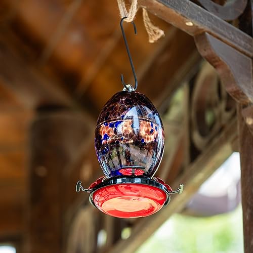 Miniatura 6 de Muse Garden Comederos de colibrí para colgar al aire libre, comedero de colibrí de vidrio soplado, regalos de colibrí para mamá, decoración de