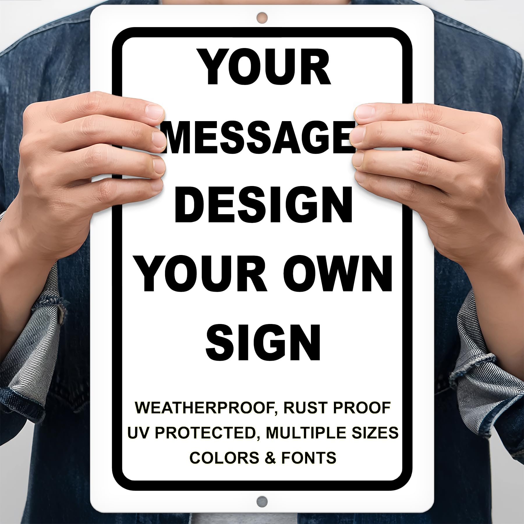 Personalized custom White 007 Aluminum Metal Sign With Your Name! (9x12 White w/Black, Vertical)