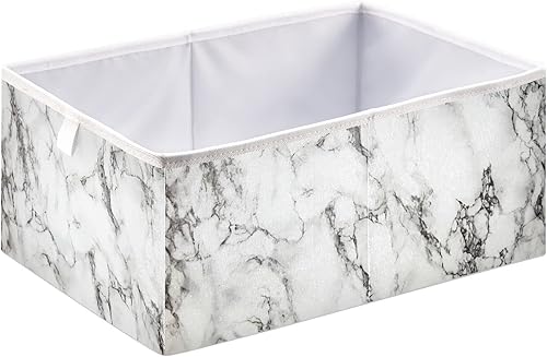 Miniatura 1 de CaTaKu Contenedores de almacenamiento de mármol blanco para organización, cubos de almacenamiento rectangulares de tela, cubos de almacenamiento