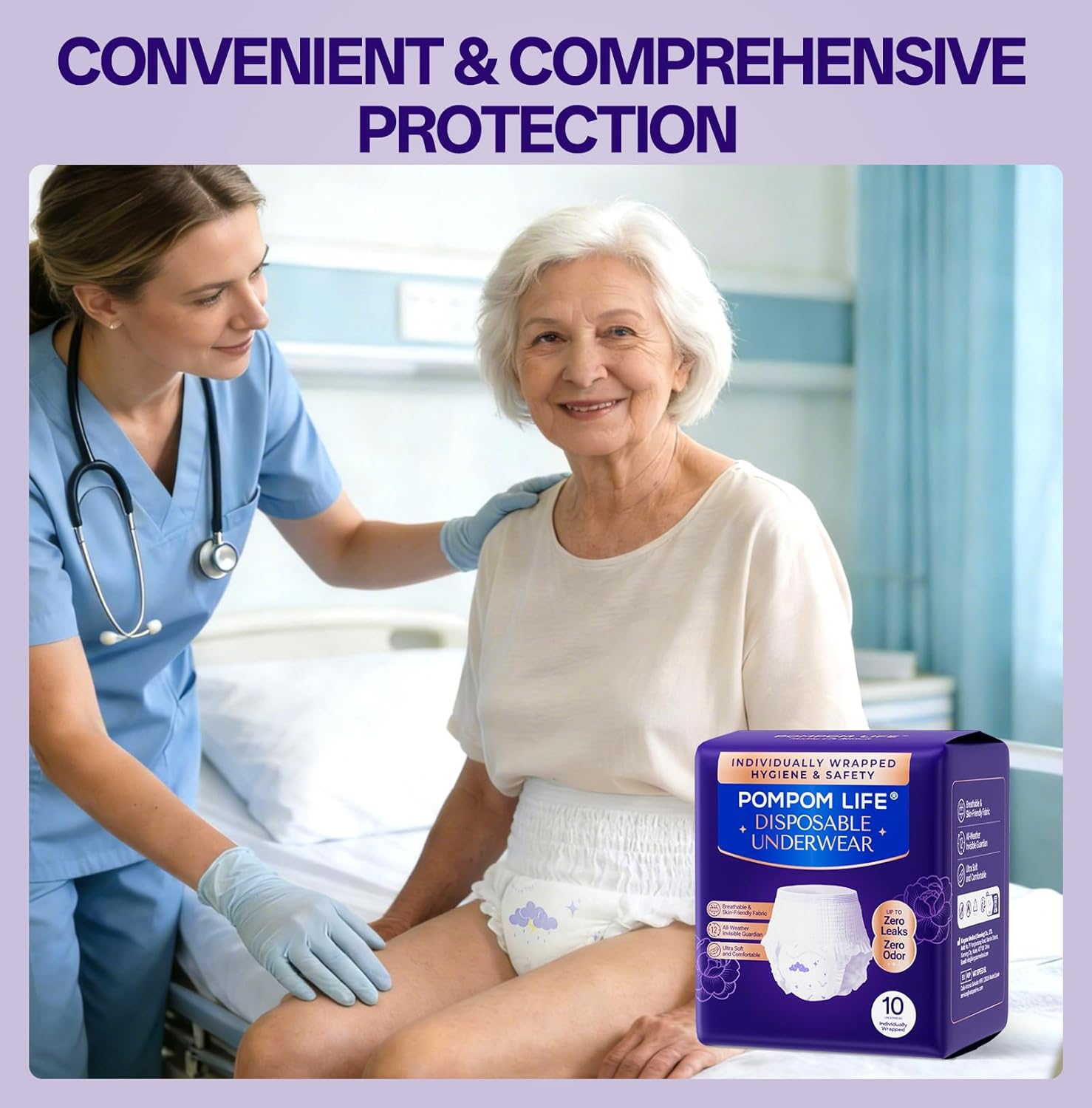 Individually Wrapped Disposable Incontinence Underwear for Women | Maximum Absorbency Adult Diapers | Soft & Breathable Briefs, Disposable Postpartum Underwear for Women Travel - Image 8