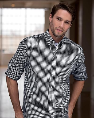 Miniatura 4 de Vantage Apparel Men's Collegiate Easy-Care Long Sleeve Gingham Check Button Down Shirt
