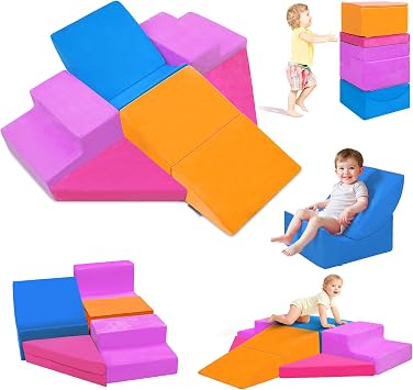 Kayfia Toddler Climbing Toys Indoor, 7-Piece Baby Foam Climbing Blocks, Colorful Soft Play Set for Toddlers 1-3, Foam Play Gym Structures for Crawling and Sliding, Develops Motor Skills