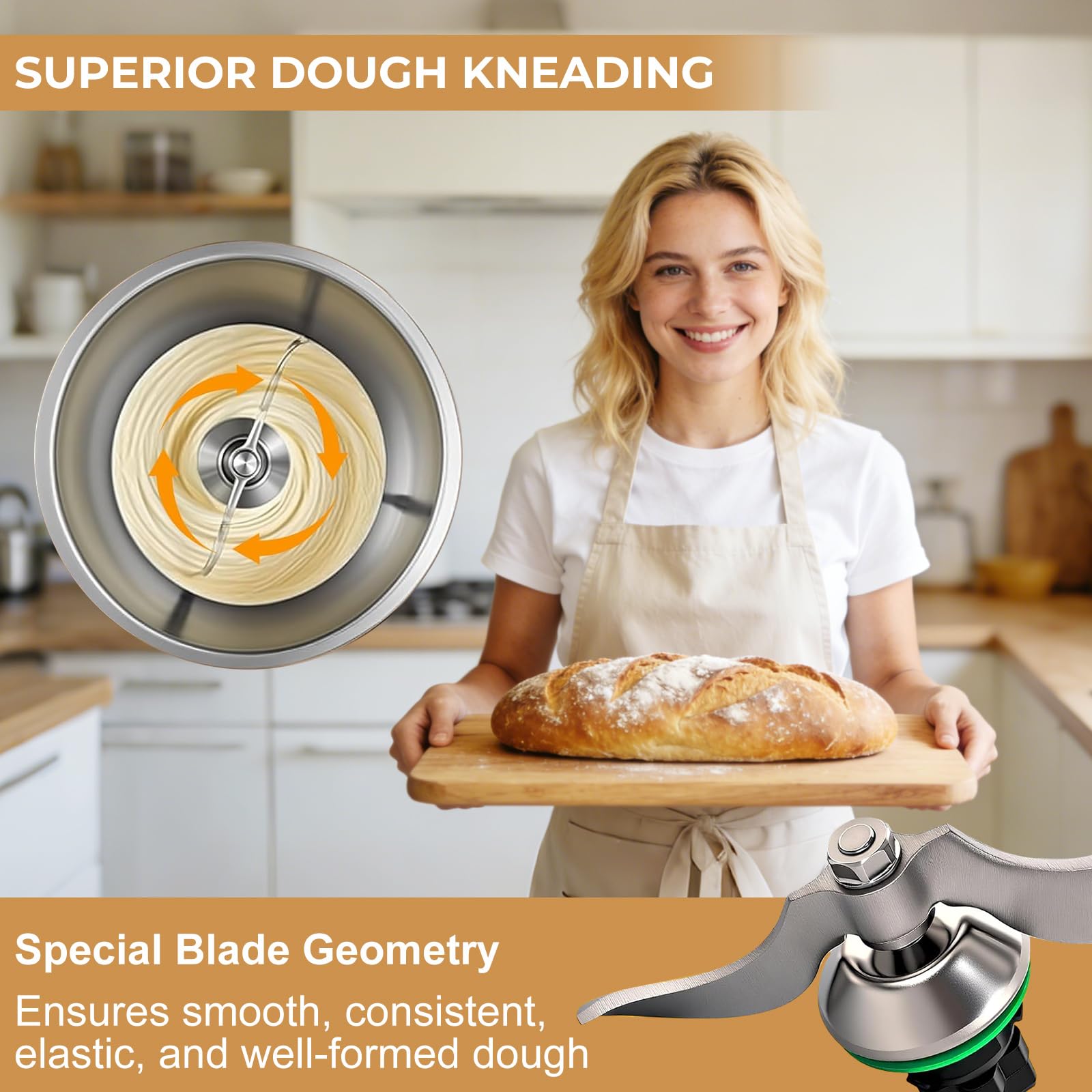 Coltello per Impastare per Bimby TM5 TM6 TM7, Lama Impastatrice per Vorwerk Thermomix TM7, Coltelli Lame in Acciaio Inox con Spazzola, Accessorio per Robot da Cucina per Pulizia