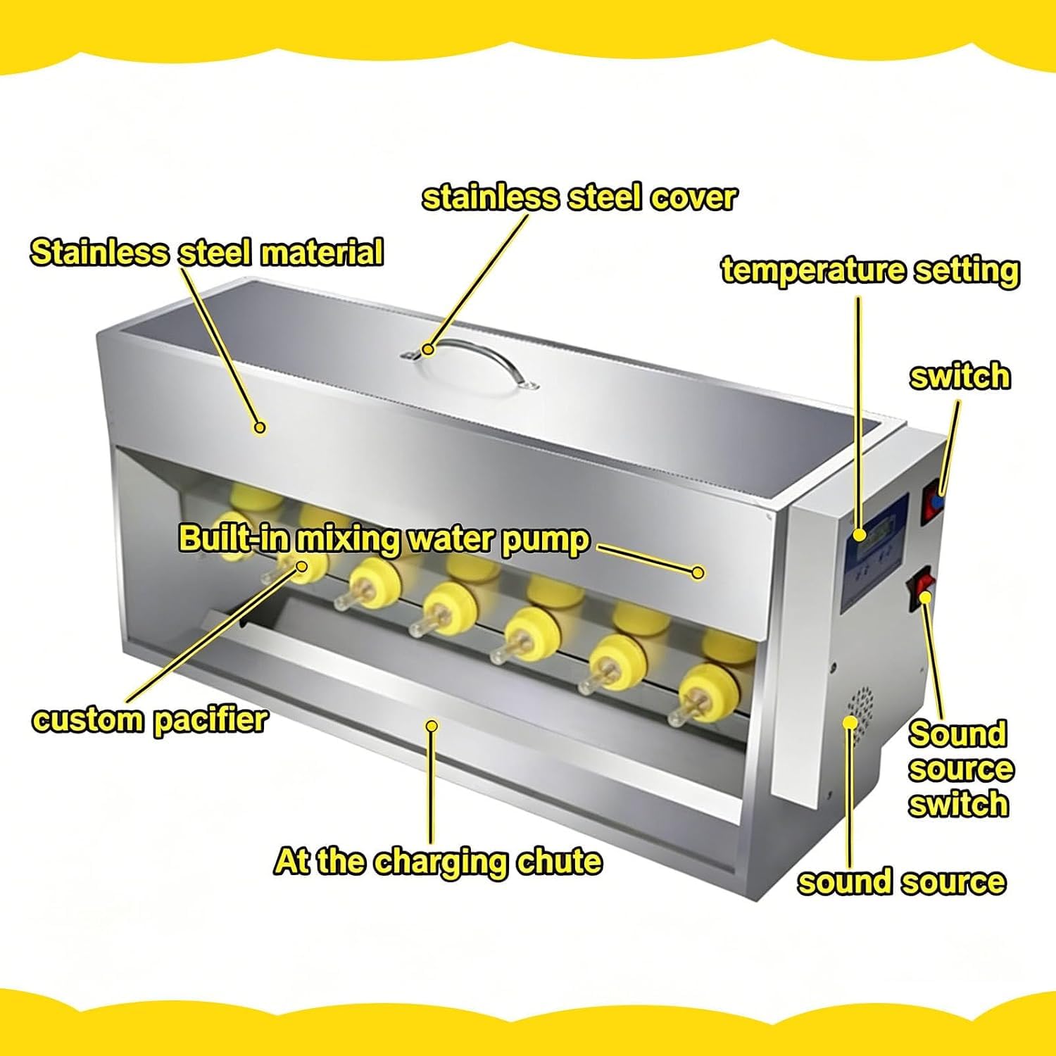 KEhtu Distributore Automatico di Latte per Suini, in Acciaio Inox, da 20 Litri, con 10/14 Tettarelle E Foro di Aerazione - Temperatura Costante E Miscelazione Automatica 15L/10Nipples