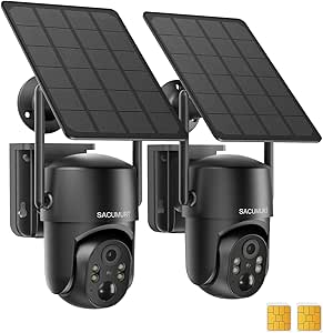 Cellular Security Camera Wireless Outdoor, No WiFi Security Camera Outdoor Solar Powered, 360 Cameras with PTZ, 2K HD, Motion Detection, 2-Way Talk, 2 Pack asin的图片