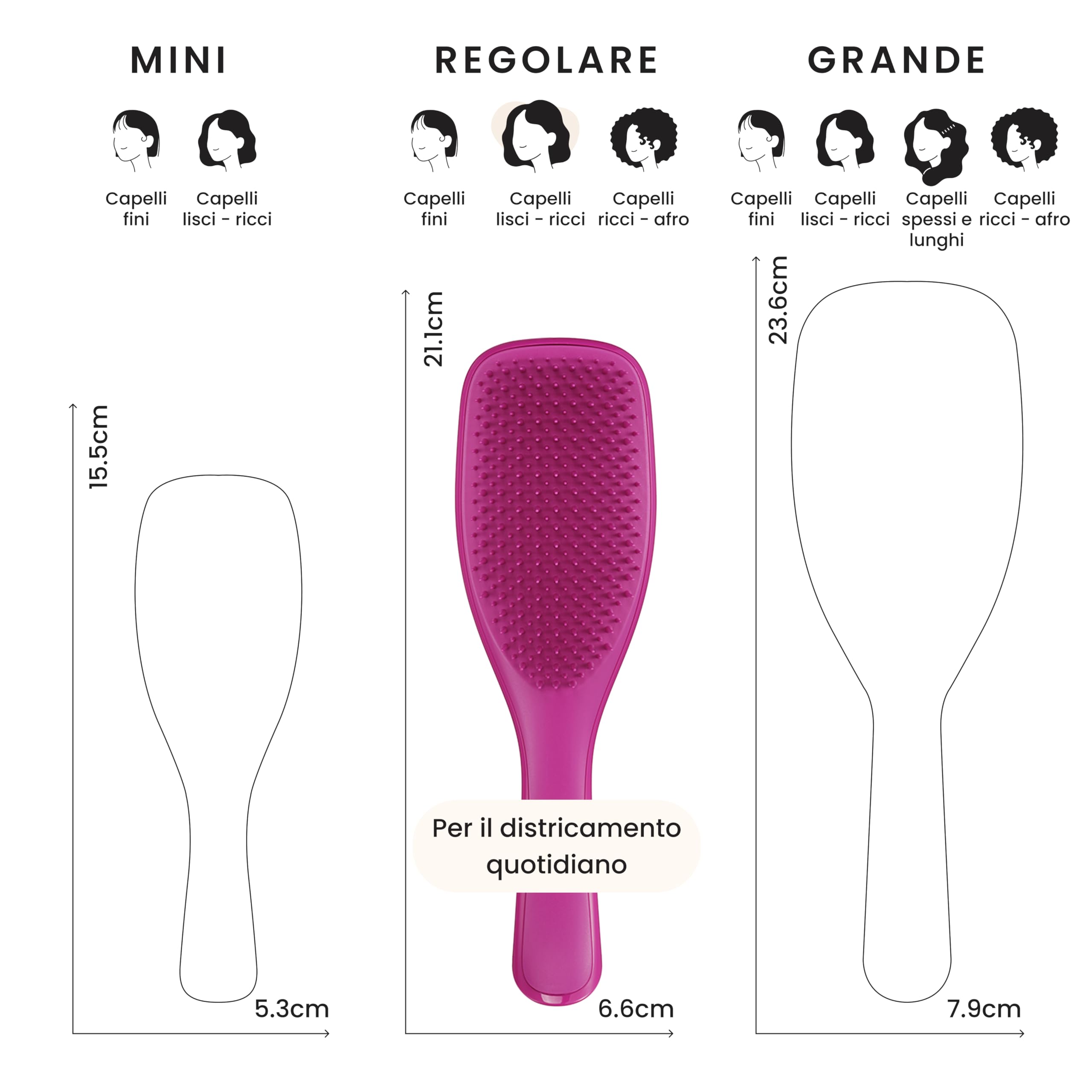Tangle Teezer Ultimate Detangler - Districa i capelli bagnati e asciutti - Anti-rottura e scioglinodi. Design con setole a doppio livello - Spazzola adatta a tutti i tipi di capelli - Magenta