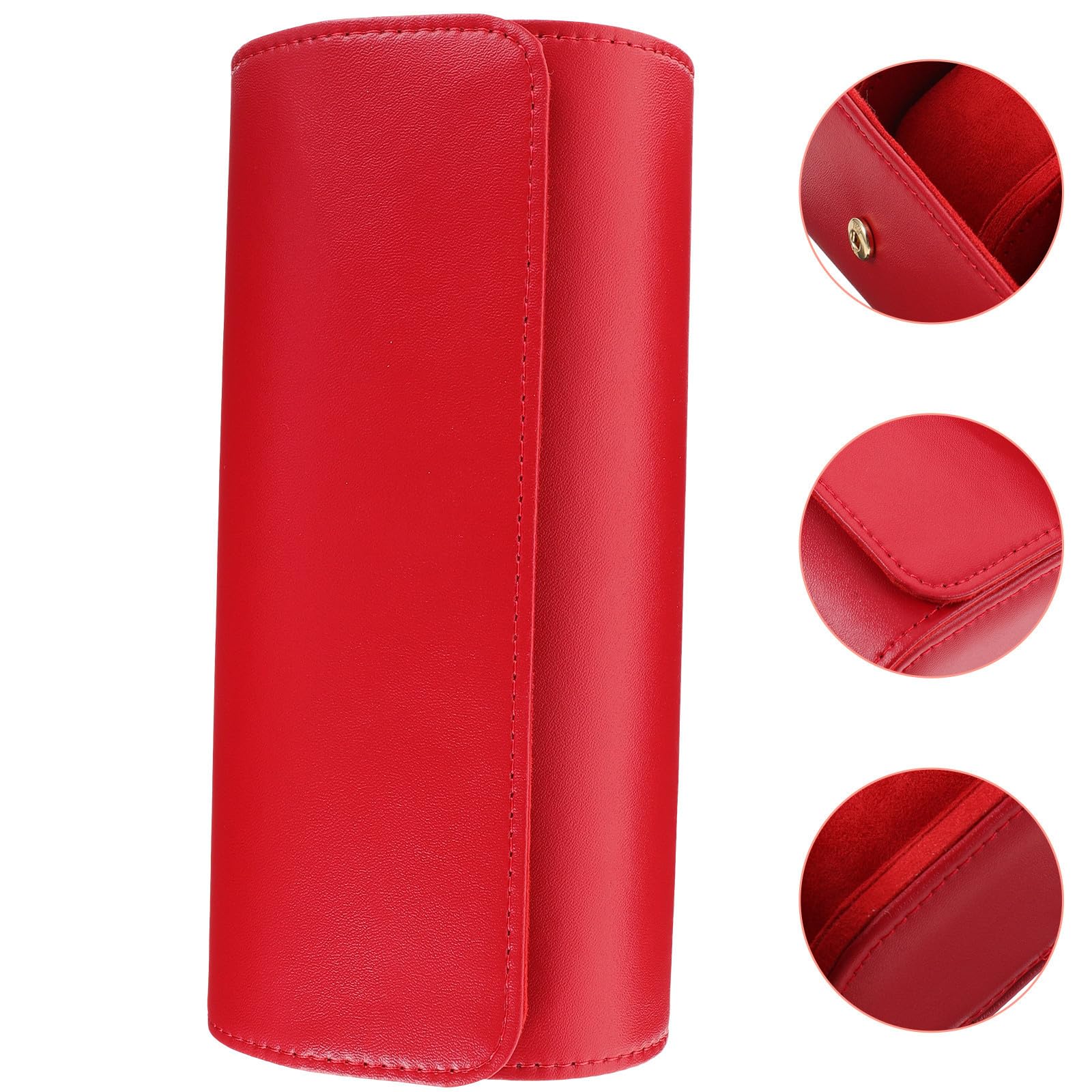 SHINEOFI Estuche Enrollable para Relojes de Cuero Rojo 3 Compartimentos