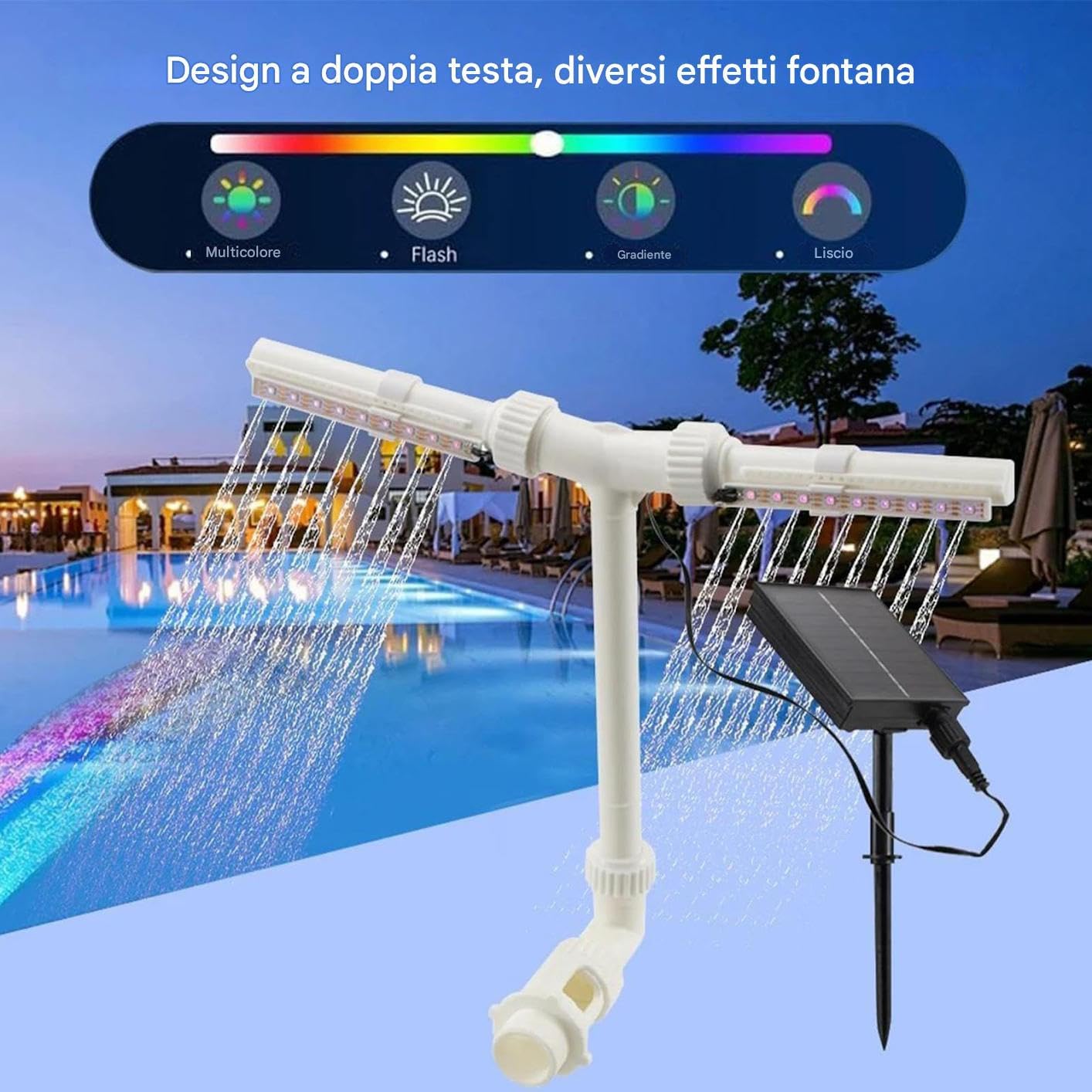 Fontaine à eau pour piscine, dispositif cascade avec télécommande