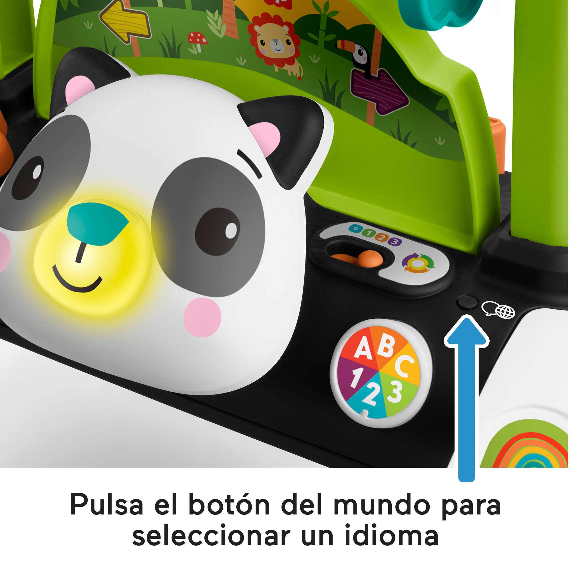 Fisher-Price Andador 2 Caras Correpasillos con Actividades con Luces y Sonidos, Juguete para Andar o Sentarse, Regalo para bebé +6 Meses, Versión: Neerlandés; Inglés, UK; Francés; Alemán; HJY73