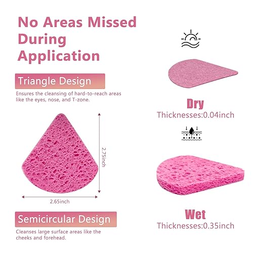 Miniatura 5 de 50 esponjas faciales naturales comprimidas para limpieza facial, esponja cosmética reutilizable triangular, utilizada para exfoliar y eliminar el