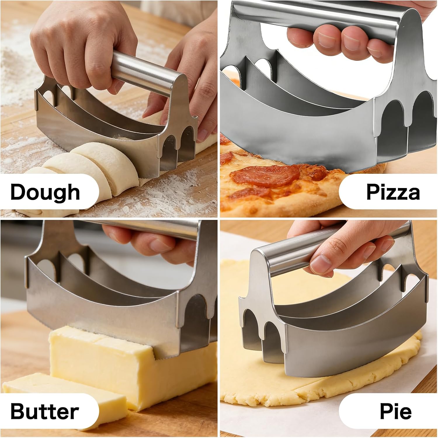 Professional 3-Blade Dough Cutter Bench Scraper