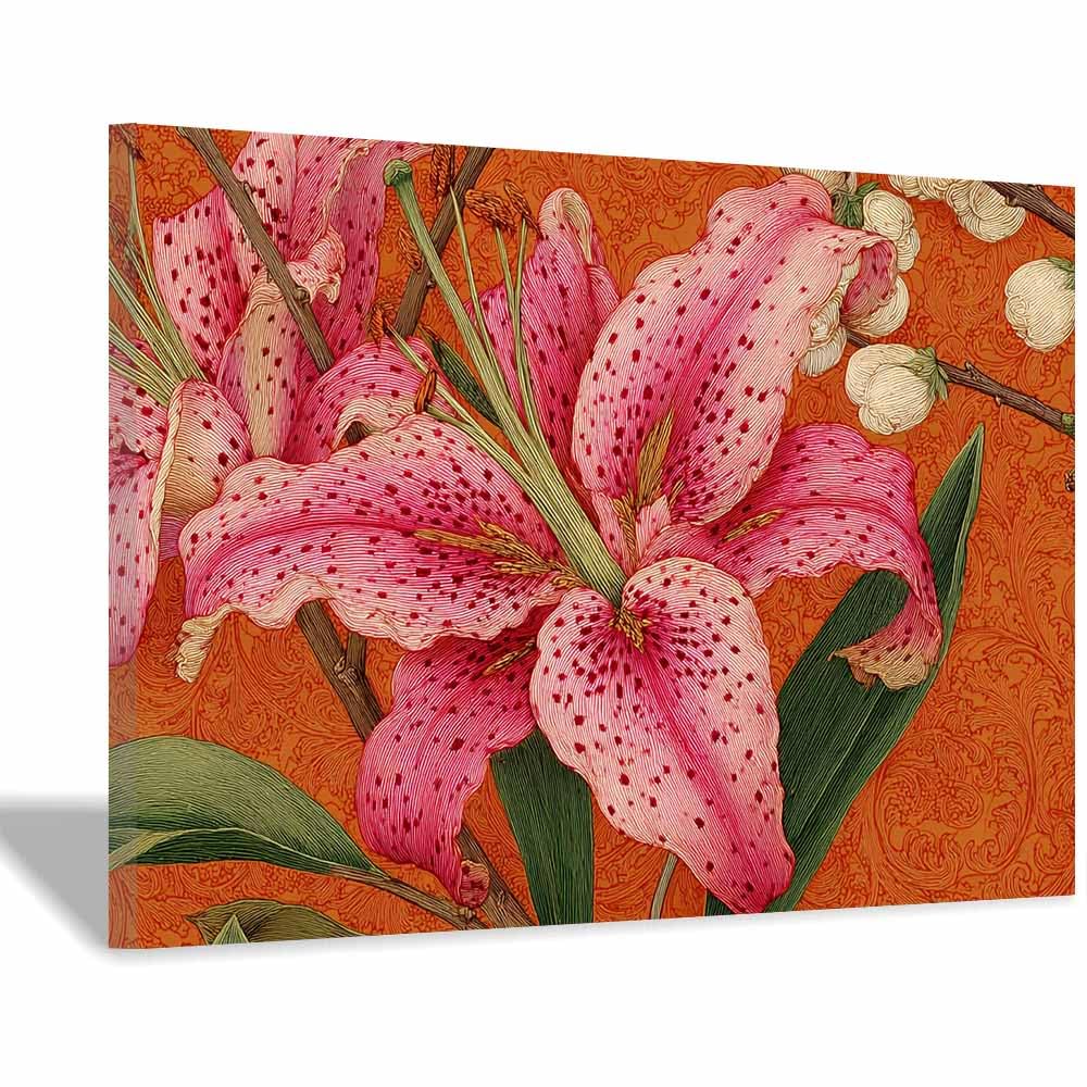 Xeniou Multicolor Flowers Wall Canvas Stargazer Lilies Print Canvas Wall Art, For Bedroom Office Home Decorations(Multicolor)-40X60cm Framed