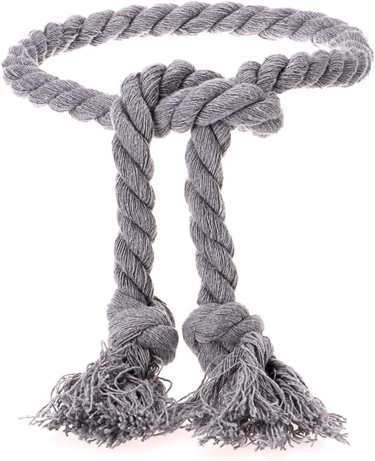 BTSKY 2 Pieces Cotton Curtain Rope Holdback-Handmade Curtain Decorative Tiebacks Vintage Style Drapery Tieback (Grey)