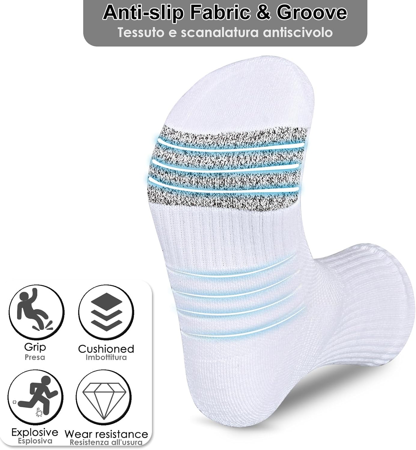6-Pair Cushion Sports Socks Men Women Running Sock Breathable Anti-blister Tennis Hiking Cycling Basketball - Image 4
