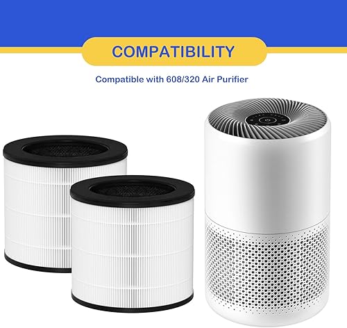 Miniatura 4 de Filtro HEPA 608320 de repuesto compatible con purificador de aire Okaysou Cayman 608320, True HEPA con filtro de carbón activado de alta eficiencia,