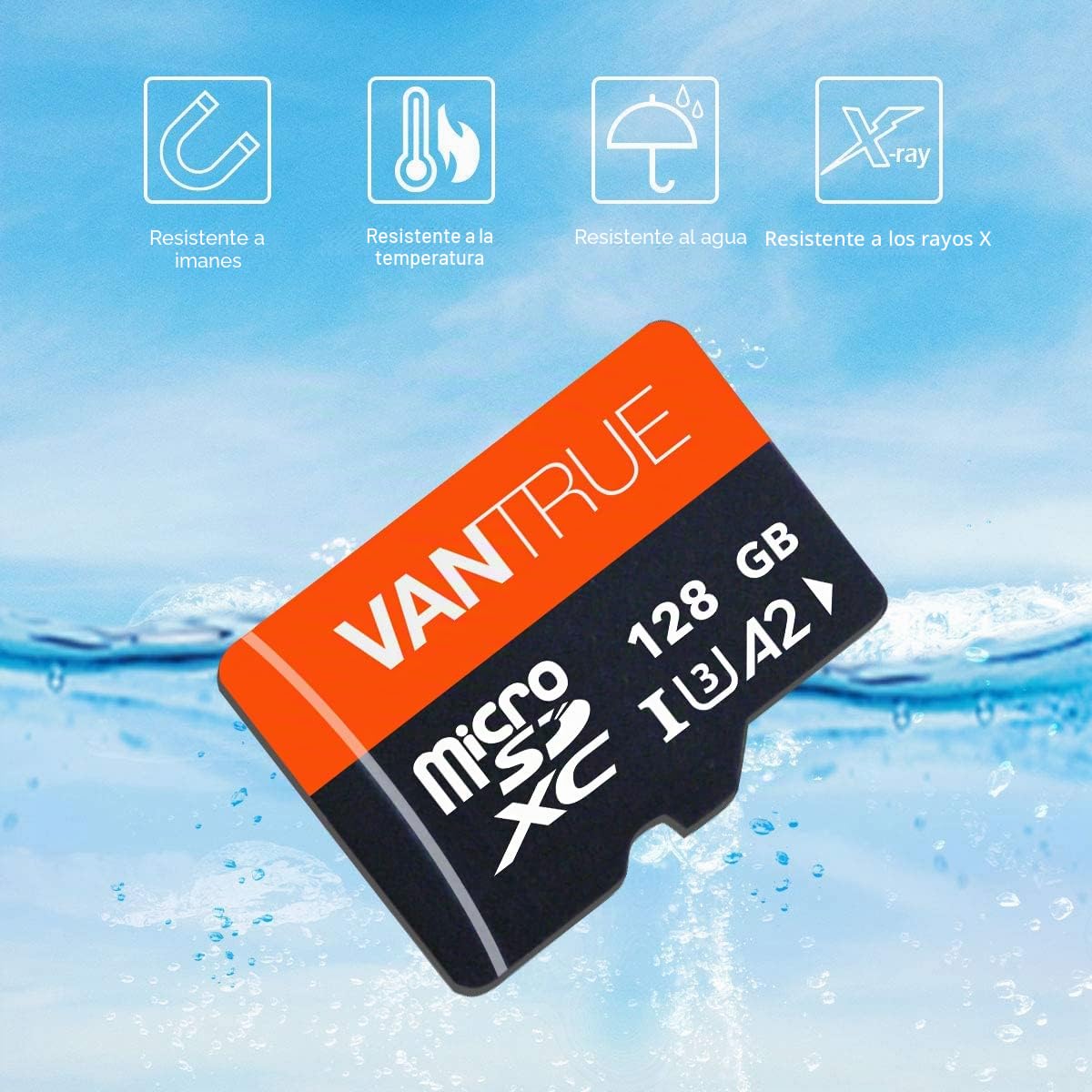 VANTRUE - Tarjeta de Memoria microSD UHS-I U3 A2 4K 128GB con Adaptador Compatible con cámara integrada, Smartphone, Tableta, cámara de acción y cámara de vigilancia (128 GB)