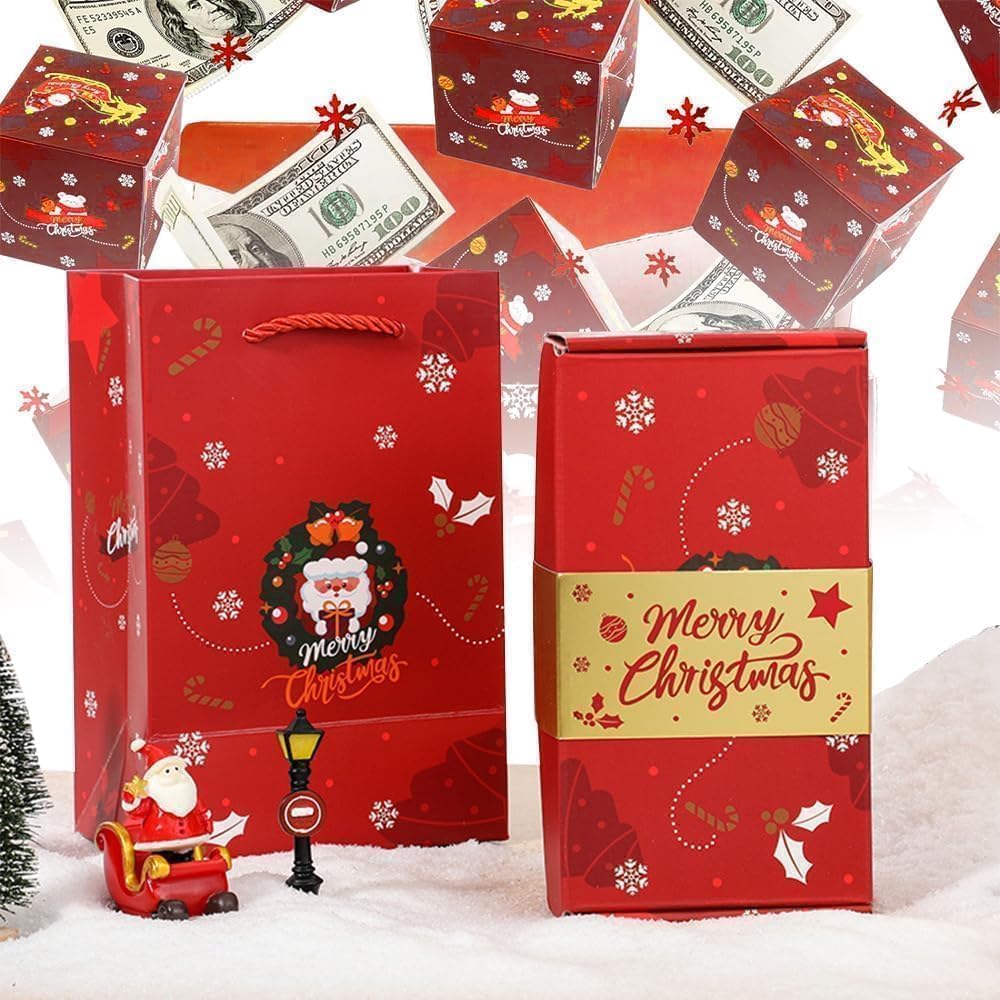 Surprise Gift Box Explosion for Money, 2026 New Festive Pop-Up Surprise Boxes, Folding Bouncing Gift Boxes for Christmas Birthday Anniversary Valentine Party Gift (Red)