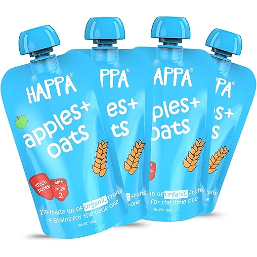 Happa Organic Baby Food Apple Oats Puree 100g