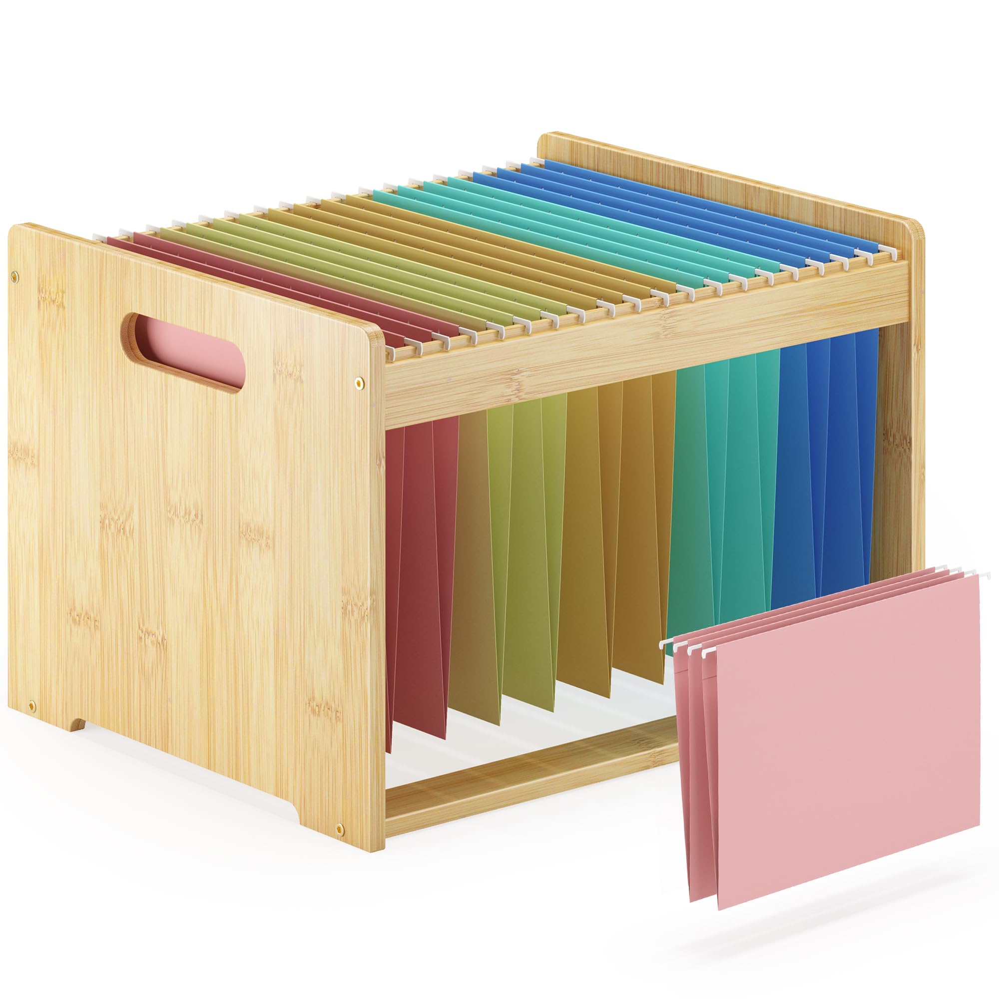 Wisue Essentials - Organizador de archivos colgante de bambú, carpeta de archivos de madera, naturaleza