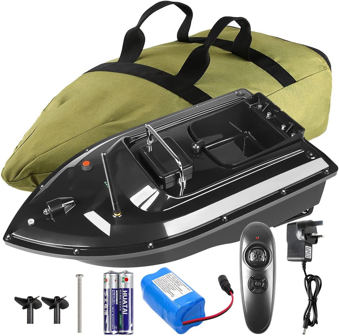 Fishing Bait Boat,Smart RC Bait Boats Speedboat,500m Remote Control Distance,1.5kg Loading Hopper,Double Motor,Fishfinder with Sonar Sensor,Portable Handbag