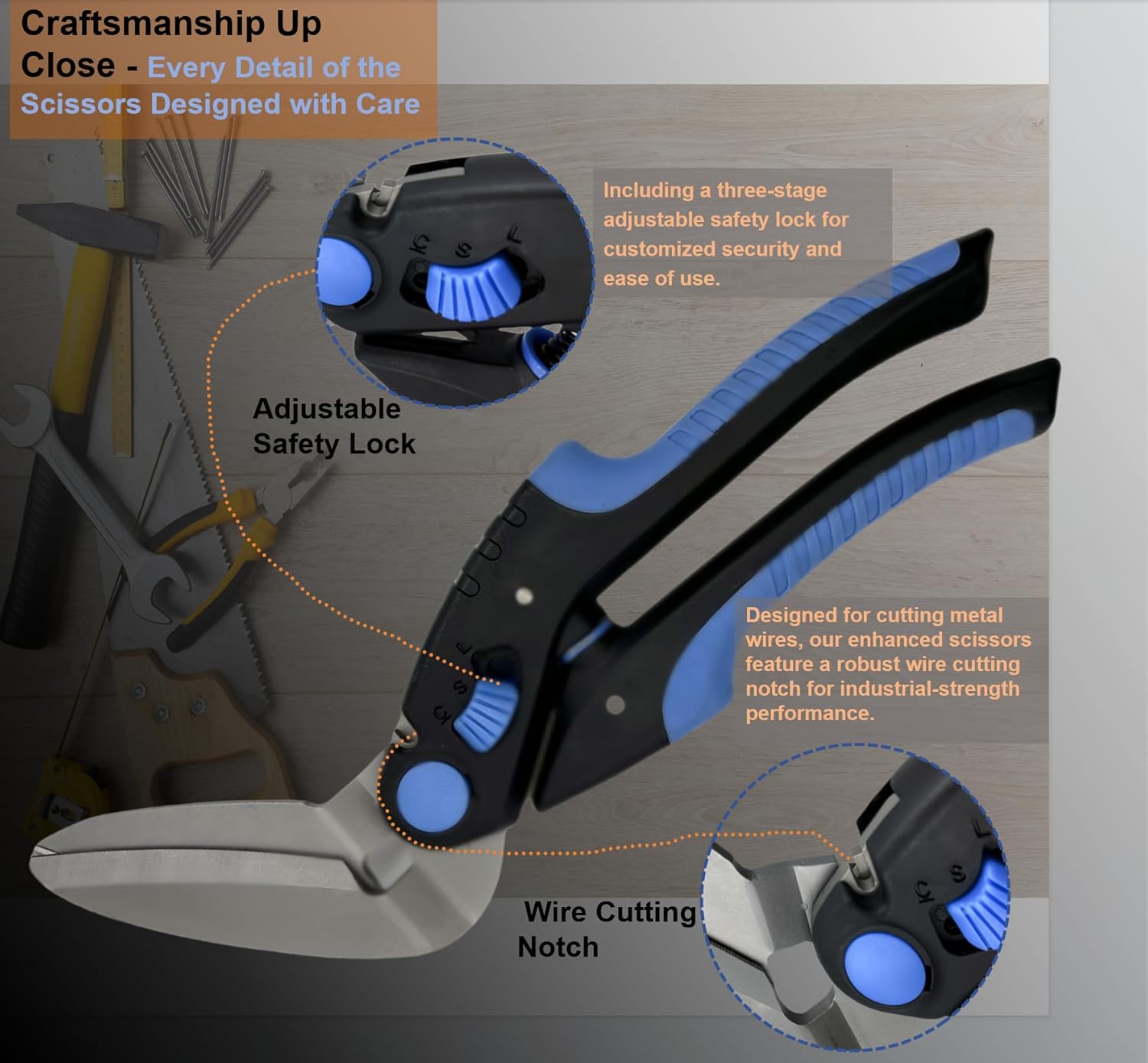 10In Heavy Duty Multipurpose Scissors + Upgraded Industrial Safety Shears Bundle - Carbon Steel Serrated Blades/Thick Fabric & Leather Cutter/Adjustable Locking Scissors