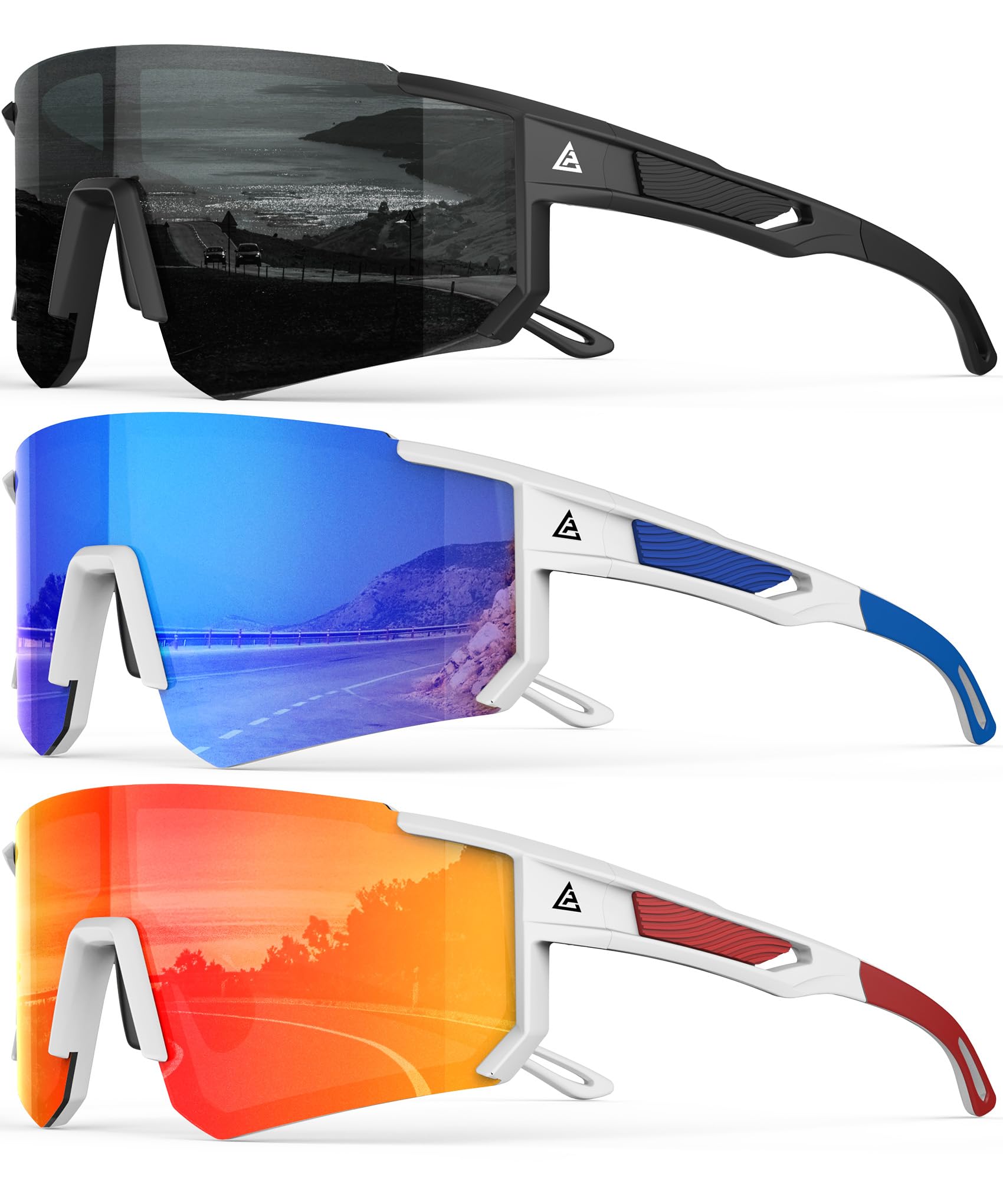 Occhiali da sole sportivi polarizzati per uomo e donna, protezione UV400, occhiali da sole avvolgenti per ciclismo e corsa