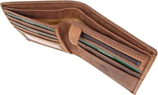 Men's Small Bifold Leather Wallet - RFID Protected - 6 Credit Card Slots, Note Section & Coin Pocket - Gift Boxed - 707 Shield - Oil Tan