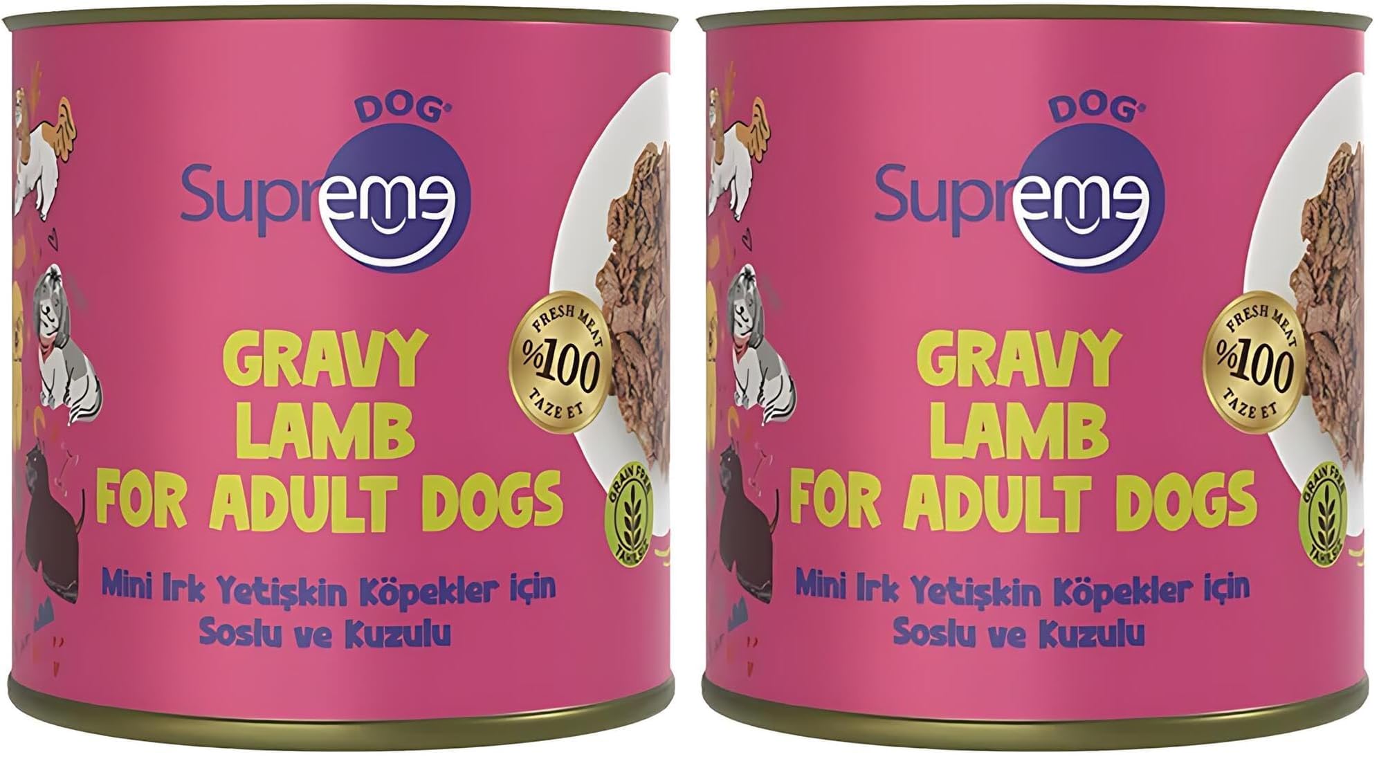 Mini Irk Yetişkin Köpekler için Soslu ve Kuzulu Konserve Mama 200 g (2 paketi)
