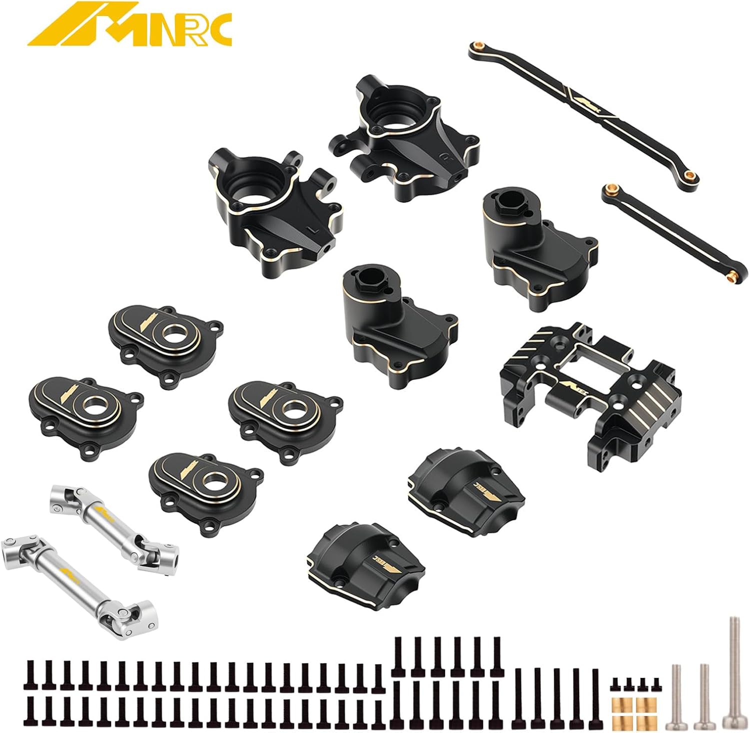Brass Skid Plate Steering Knuckle Outer Portal Housing Steering Link Differential Cover Steel Center CVD Drive Shaft for 1/18 Redcat Ascent-18 RC Crawler Series Upgrades Part