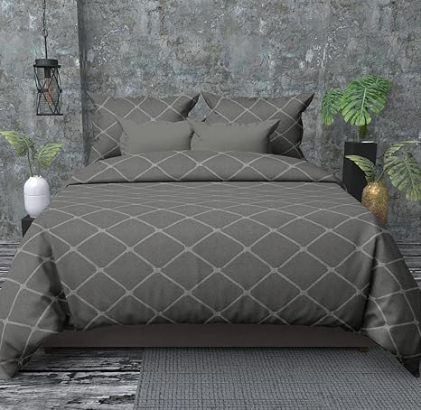 Shri Anand Creations 100% Soft and Pure Cotton 210TC Microfibre Bedsheet for Double Bed with 2 Pillow Covers(Bedsheet 90x100 inches, Pillow Covers 18x28 inches, Grey)