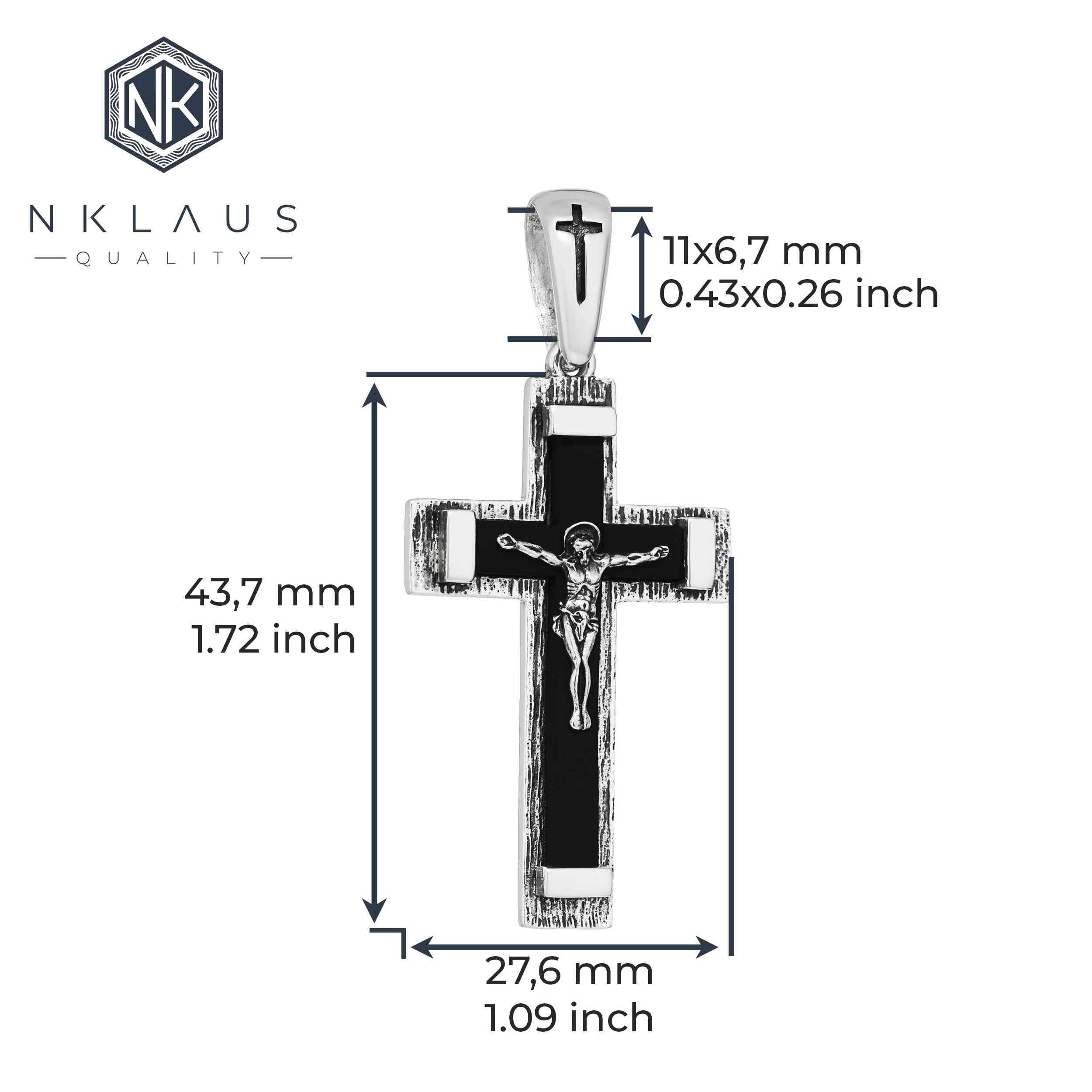 NKlaus Exquisiter zawieszka do łańcuszka ze srebra próby 925, krucyfiks, 43,7 x 27,5 mm, elegancja w szczegółach 15462, Srebro