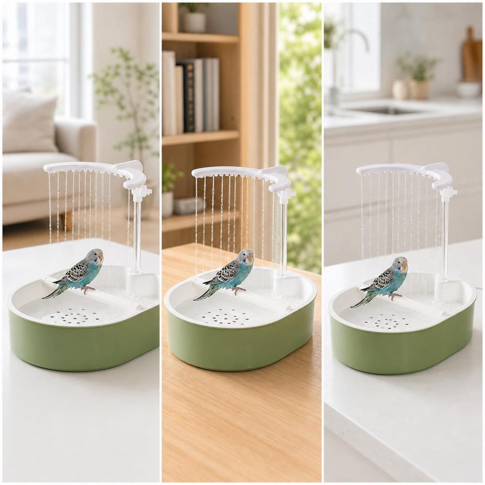 Papageienbadewanne Automatisches Badehaus Vogelzubehör Stabiles Pp Material Multifunktional Einstellbar für Wellensittiche Papageien Paarvögel Heimanw, Weiß