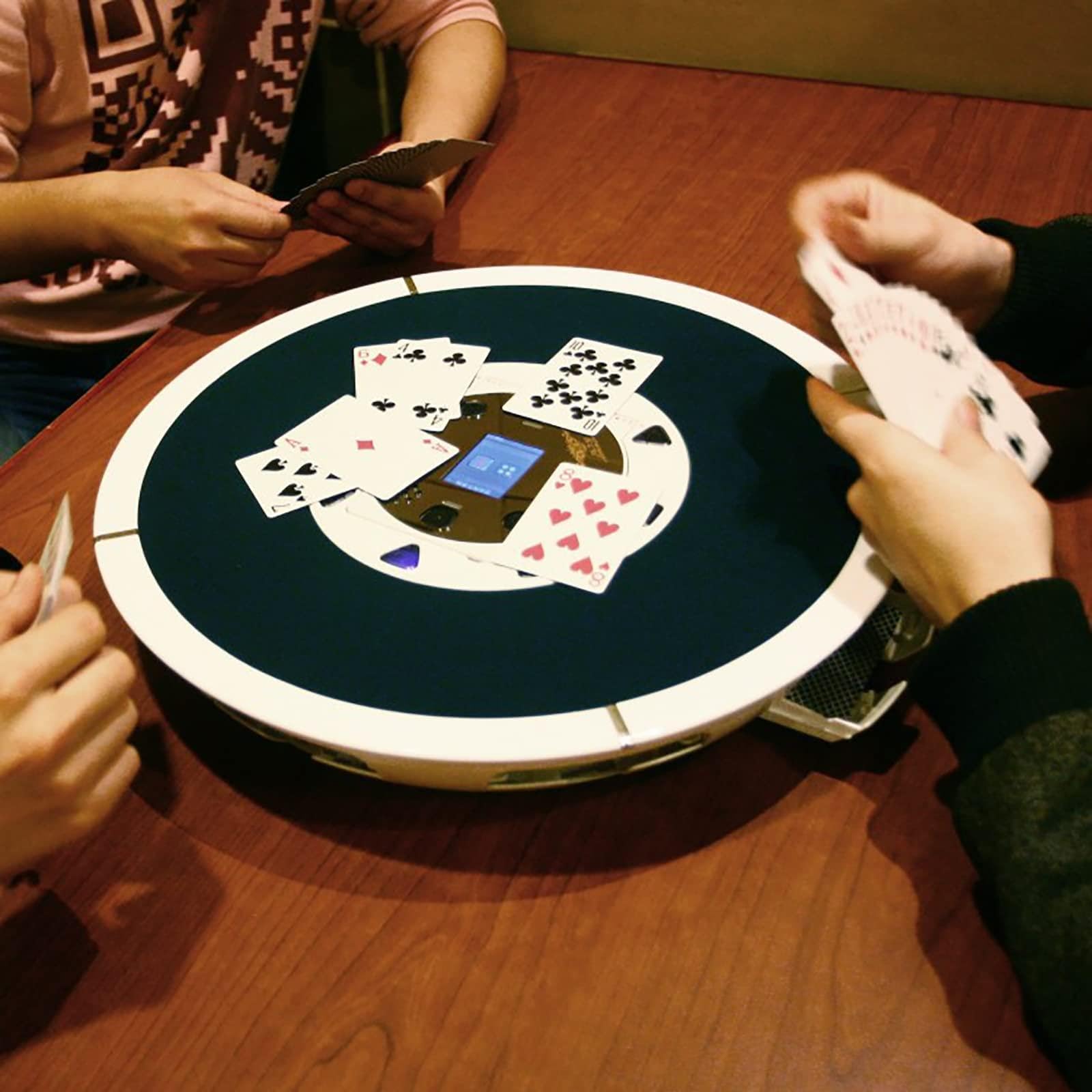 Mazziere di Carte Completamente Automatico, Mescolatore di Carte da Poker Rotante a 360°, Mescolatore di Carte da Gioco Ricaricabile, Fino a 8 Giocatori, per UNO, Blackjack, Texas Hold'em