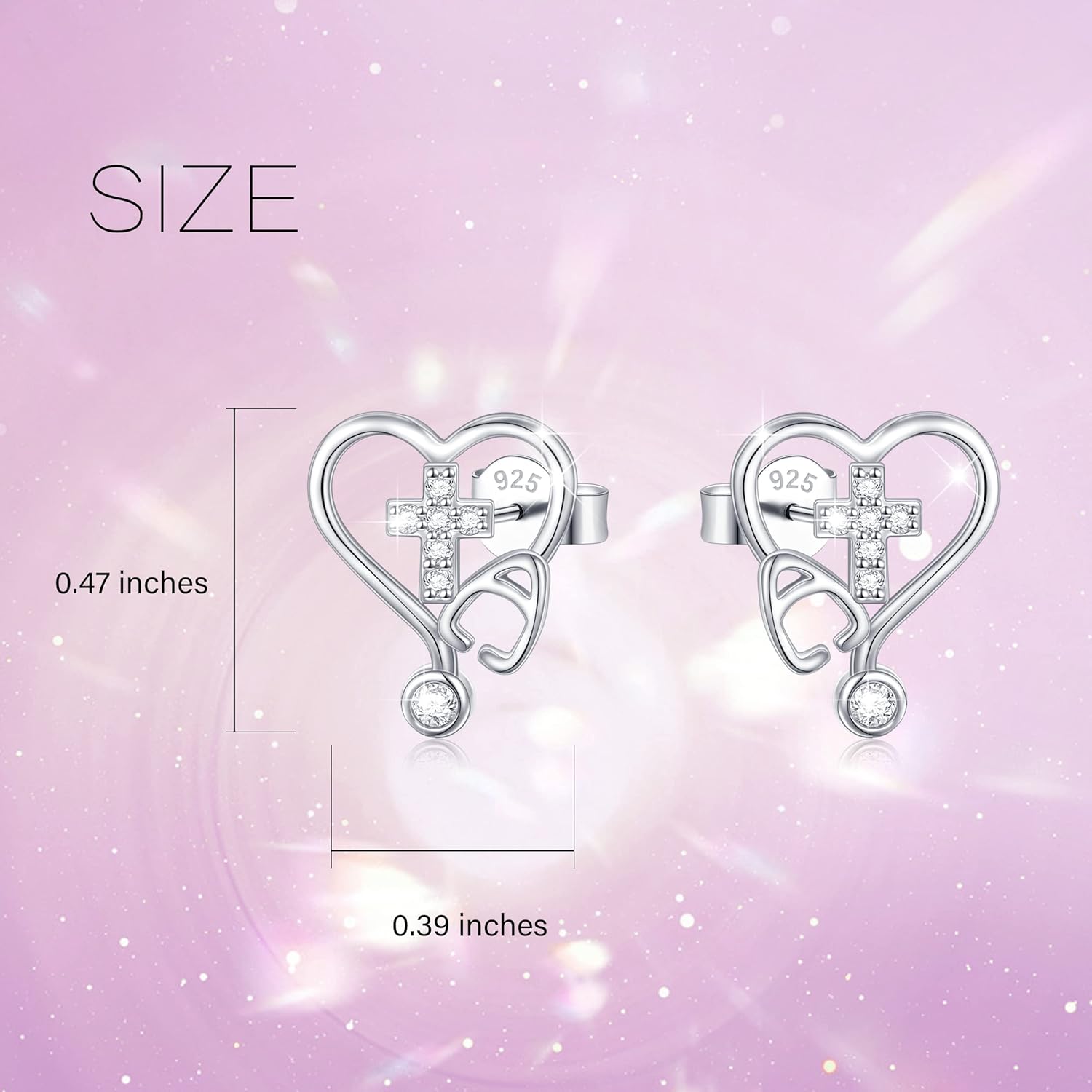 Nurse Earrings,RN Studs Earrings for women,Sterling Silver Stethoscope Earrings,Nurse Jewelry Gifts for Nurse Doctor RN Medical Student
